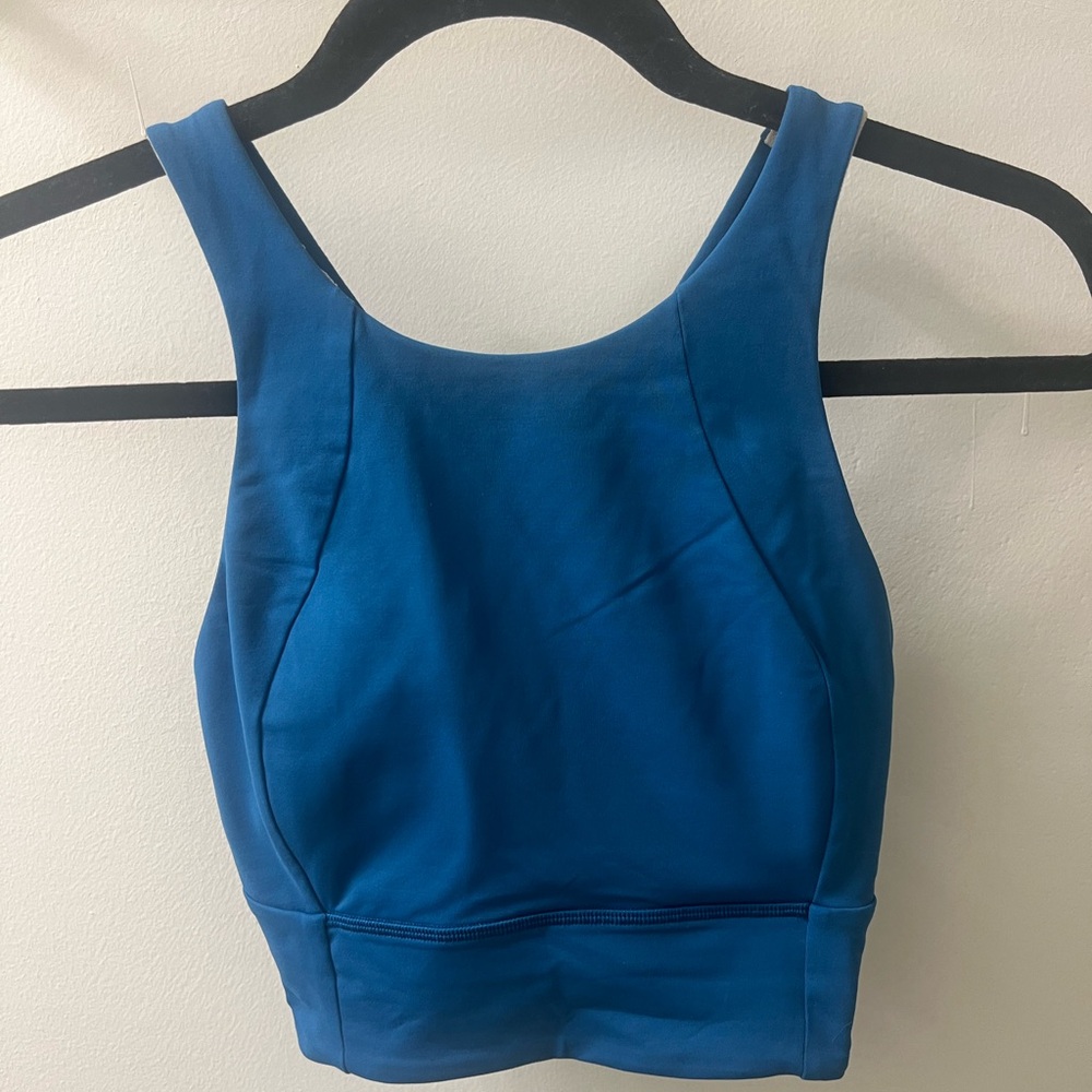 Lululemon Blue High Neck Cropped Tank/Bra Top Size 6 (no tag inside)